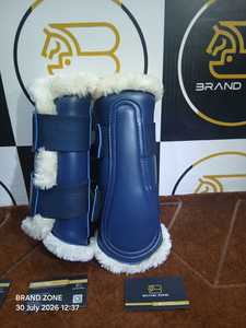 BRAND ZONE Bottes équestres en cuir verni pour chevaux, protections de tendons 8MM en néoprène et fausse fourrure, durables et confortables - Product Image 2