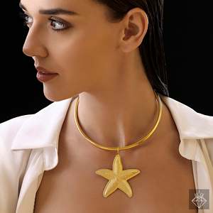 PRAO Collar de estrella chapado en oro Accesorio de moda antideslustre - Product Image 2