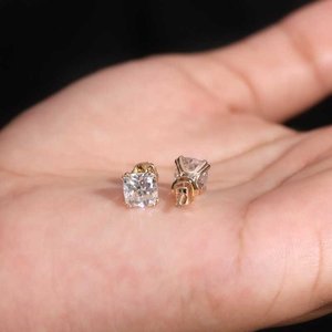 Pendientes de Moissanita con Corte Cojín, Chapados en Rodio, Plata 925, Diseño Geométrico Clásico, para Uso Diario de Mujer - Product Image 5