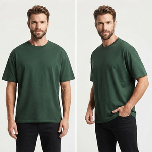 เสื้อยืดคอกลมสีเขียวพื้นฐานสำหรับผู้ชาย ทรงปกติ แขนสั้น ผ้าฝ้ายเจอร์ซีย์เนื้อนุ่ม สีพื้น สวมใส่สบาย - Product Image 4