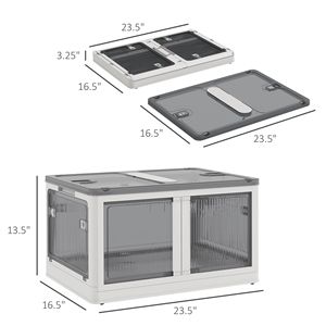 "<b>Collapsible</b> White Plastic <b>Storage</b> Bins with Lids & Wheels for Stackable Use" - Product Image 3