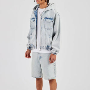 ชุดเซ็ตเสื้อยืดแขนสั้นกางเกงขาสั้นลำลองสำหรับผู้ชายขายส่ง คุณภาพสูง ชุดเซ็ตเสื้อยืดกางเกงขาสั้นสีพื้น เสื้อผ้าผู้ชาย ชุดเซ็ตเสื้อยืดกางเกงขาสั้นยีนส์สำหรับฤดูร้อน - Product Image 4