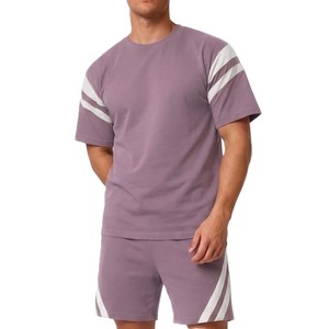 Ensembles 2 pièces d'été décontractés pour hommes : shorts et t-shirts à manches courtes, motif uni, respirants et légers, vente en gros - Product Image 3