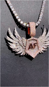 Collar con Colgante de Alas de Ángel con Incrustaciones de Moissanita VVS, Cadena Tipo Tenis, Personalizado, Tendencia, Superventas, Estilo Hip Hop, Lujo, OEM, Plata, para Fiesta - Product Image 6