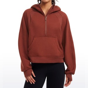 <b>Women</b> <b>Quarter</b> <b>Zip</b> <b>Sweatshirt</b> Premium Cotton Blend Pullover Long Sleeve Wholesale OEM Custom Apparel - Product Image 4
