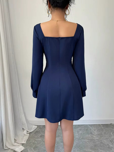 Robes pour femmes en maille, mode printemps, sexy, élégantes, décontractées, ajustées, à manches longues, longueur midi, taille naturelle, coupe trapèze, simples, avec poches, style basique - Product Image 4