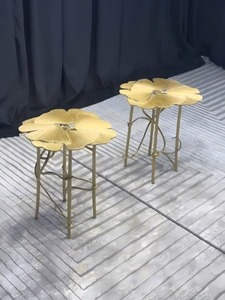 Table basse en fer avec motif de feuilles de ginkgo de style vintage, écologique, pour le salon - Product Image 6