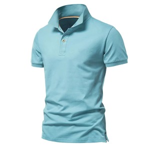 Camiseta de Manga Corta para Hombre, Color Azul Claro, Transpirable, Estampada, Tejida, de Color Sólido, Informal - Product Image 1