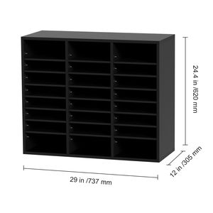 Porte-documents en plastique à 24 compartiments, boîte de rangement de documents réglable, noir - Product Image 5