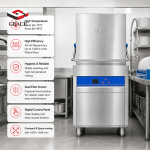 Lavastoviglie Industriale GRACE con Coperchio per Ristoranti, Bar, Caffetterie e Hotel - Product Image 4
