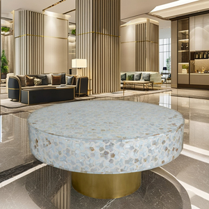 Mesa de centro elegante con incrustaciones de hueso Natural, diseño de ojo de gato, muebles duraderos para sala de estar, acabado resistente a los arañazos, fácil uso diario - Product Image 2