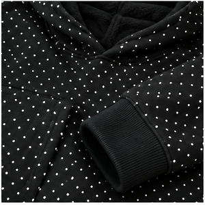 Customize Jet <b>Black</b> Womens Oversized Boxy Micro Dense Polka Dot Pullover Hoodie Heavyweight Plush Cotton <b>Fleece</b> WPHOOD-0002 - Product Image 6