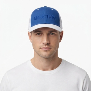 Gorra Trucker Azul Rey y Blanca para Hombre, Malla Trasera, Cierre a Presión, Gorra de Béisbol con Logotipo Bordado Personalizado, Ajustable - Product Image 1