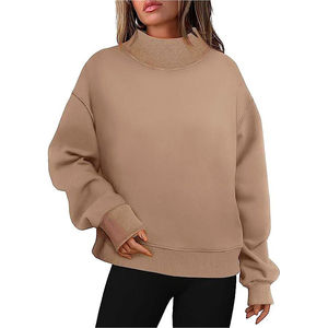 Sudadera de Mujer Oversize con Cuello Redondo y Lentejuelas de Cristal, Color Sólido, Hombros Caídos, Manga Larga, Tejido de Algodón, para Otoño - Product Image 4