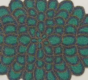 Handmade Bohemian Fabric Table <b>Runner</b> Irregular Shape Blue <b>Green</b> Embroidered Design Decorative Mat - Product Image 6