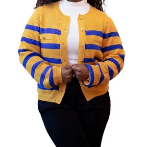 เสื้อสเวตเตอร์ไหมพรมคอวีคุณภาพสูง Sigma Gamma Rho แบบถักลายเคเบิ้ล แฟชั่นสไตล์นักเรียน ทำจากผ้าฝ้าย - Product Image 4