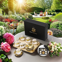 Karosa Luxe 90ml Thé Café Service Classique Royal Après-midi Britannique Golden Bone Chine Écologique Céramique Design Tasses Soucoupes
