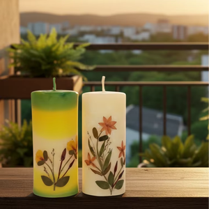 Juego de 2 Velas Decorativas Florales Hechas a Mano, Diseñadas Específicamente para la Versatilidad, Ideales para Decoración de Balcones - Product Image 1