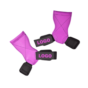 Custom Logo Color Leather Weightlifting Hand Grips No Chalk Fingerless Non-Slip Adjustable Wrist Strap Gym Cross <b>Training</b> Grips - Product Image 1