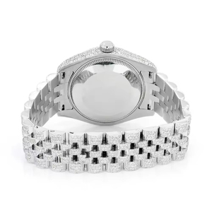 Montre unisexe de luxe classique à quartz, en acier inoxydable, avec cadran carré en or blanc et moissanite VVS, 41 mm, étanche - Product Image 4