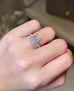 4.5 Carat Elongated Radiant Cut Lab Grown Diamond Engagement Anniversary <b>Ring</b> for Women | Hidden Halo <b>Solitaire</b> Wedding <b>Ring</b> - Product Image 3