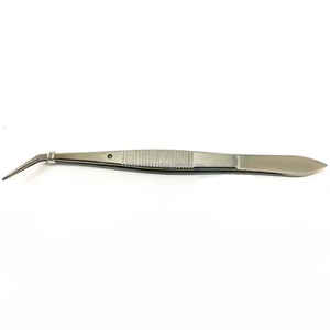 Pince à épiler chirurgicale manuelle incurvée en acier inoxydable de 12 cm certifiée CCC, pointe dentelée, marque privée OEM - Product Image 2