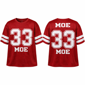 เสื้อฟุตบอลอเมริกันตาข่ายสีแดงระบายอากาศได้ดี ขายส่ง รับสั่งทำหมายเลขทีม ชุดยูนิฟอร์มโพลีเอสเตอร์สำหรับฝึกซ้อม ผู้ผลิต OEM - Product Image 2