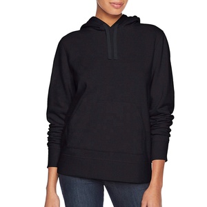 Sweat-shirt à capuche noir personnalisé OEM pour homme, couleur unie, avec cordon de serrage, en molleton décontracté - Product Image 2
