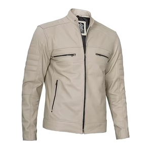 Chaqueta de Cuero Delgada para Hombre con Cuello Alto, Transpirable y Resistente al Viento, con Cierre Frontal de Tela No Tejida, Servicio OEM - Product Image 5