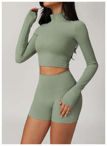 Camiseta Deportiva de Yoga para Mujer, Manga Larga, Secado Rápido, Transpirable, Antibacterial, Ecológica, con Cierre - Product Image 5