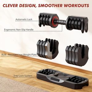 Adjustable 22.5LB Dumbbell Set with Effortless Tray 1Second <b>Weights</b> <b>Free</b> 5 1sec Adjustable Dumbbells - Product Image 5