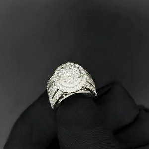 Luxury women's 18K Solid <b>Gold</b> <b>Cocktail</b> <b>Ring</b> Round Diamond Pave Setting Crown Shape Engagement Style - Product Image 1