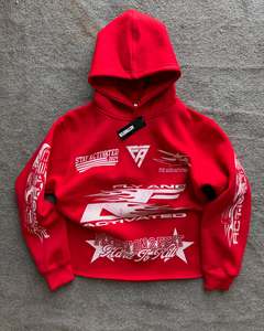 Ensemble de survêtements et de sweats à capuche surdimensionnés en molleton délavé à l'acide avec logo imprimé personnalisé pour hommes - Product Image 1