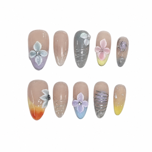 Uñas de almendra acrílicas portátiles para dedo-Nude Beige Sweet Serene Blush Design - Product Image 1