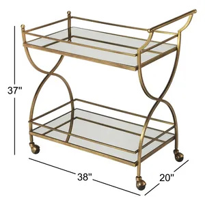 Chariot de rangement de cuisine en métal fait main de luxe avec finition thermolaquée, étagères spacieuses et roues robustes pour un usage intensif - Product Image 2