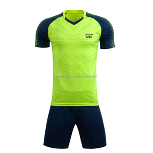 Tenue de football pour hommes, manches courtes, bleu-vert, design imprimé, dernière collection, 100% polyester, pour entraînement et compétition - Product Image 1
