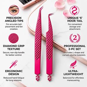 Pince à cils rose avec pointe lisse, outil de précision en plastique pour l'application des cils - Product Image 6