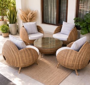 Conjunto de Sofás de Exterior en Forma de Concha para el Hogar, Impermeable, para Playa, Piscina, Patio, Jardín, Sofá de Madera Seccional para Exteriores - Product Image 5