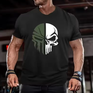 Men's digital printed <b>skull</b> printed T-shirt Fitness <b>top</b> Short sleeve T-shirt quick drying breathable - Product Image 6