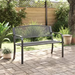 Banc de jardin en acier noir durable avec revêtement poudré, banc de patio standard - Product Image 3
