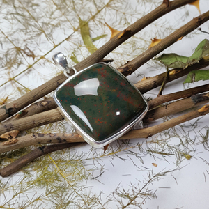Colgante de plata de ley 925 con piedra de sangre cuadrada tipo cojín para la fabricación de collares DIY |   Joyería al por Mayor - Product Image 4