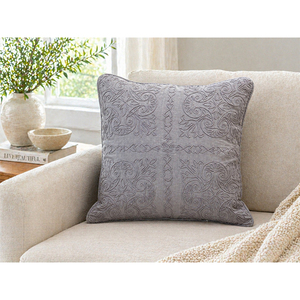 Luxury Embroidered 100% Linen Cushion <b>Cover</b> | Solid Decorative <b>Throw</b> Pillow <b>Cover</b> for <b>Sofa</b>, Living Room & Bedroom - Product Image 2