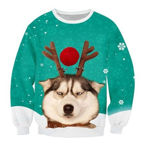 <b>Christmas</b> Elf Costume Pullover Sweatshirt Red Green Striped Sleeve Crewneck Sublimation Top - Product Image 2