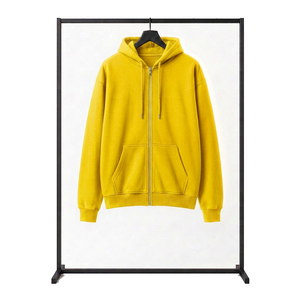 Tall <b>Longline</b> Full <b>Zip</b> Fleece <b>Hoodie</b> Extended Hem Streetwear Sweatshirt Blank Solid Color Drop Shoulder Cotton Coat - Product Image 6