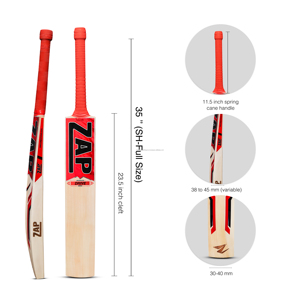 Bate de críquet ZAP Drive Kashmir Willow de calidad premium – Ligero |   Cuchilla Resistente |   Ideal para tenis y pelotas duras |   ZAP Cricket IN - Product Image 6