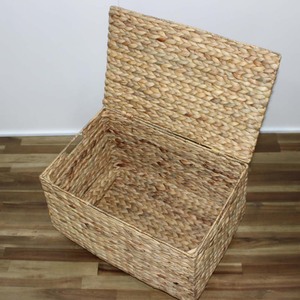 Boîte de rangement en jacinthe d'eau tressée avec couvercle, design bohème, pour articles divers, capacité 5-10 kg - Product Image 5