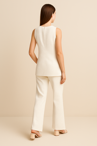 Combinaison de luxe sans manches bleu sarcelle avec fermeture éclair dorée, taille peplum, pantalon large, tissu polyester, tailles M, L, XL, XXL, style indien et pakistanais - Product Image 5