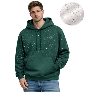 Sudadera con capucha para hombre con pedrería integral, de algodón polar oversize, estilo streetwear, con cristales termoadhesivos, fabricante con MOQ bajo - Product Image 1