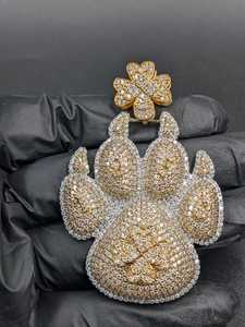 Colgante de Huella de Pata con Incrustaciones de Moissanita, Chapado en Oro, Regalo para Amantes de Animales, con Plata 925, Joyería Fina, Colgantes y Dijes - Product Image 6