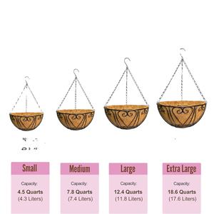 Jardinière suspendue avec doublure en noix de coco, panier à fleurs rond en métal pour balcon, patio, jardin extérieur et décoration intérieure - Product Image 2